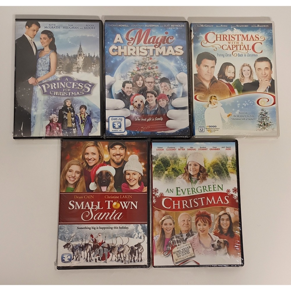 Lot of 5 Christmas DVDs Children's Kids Family Movies, NEW, Dove Pureflix More